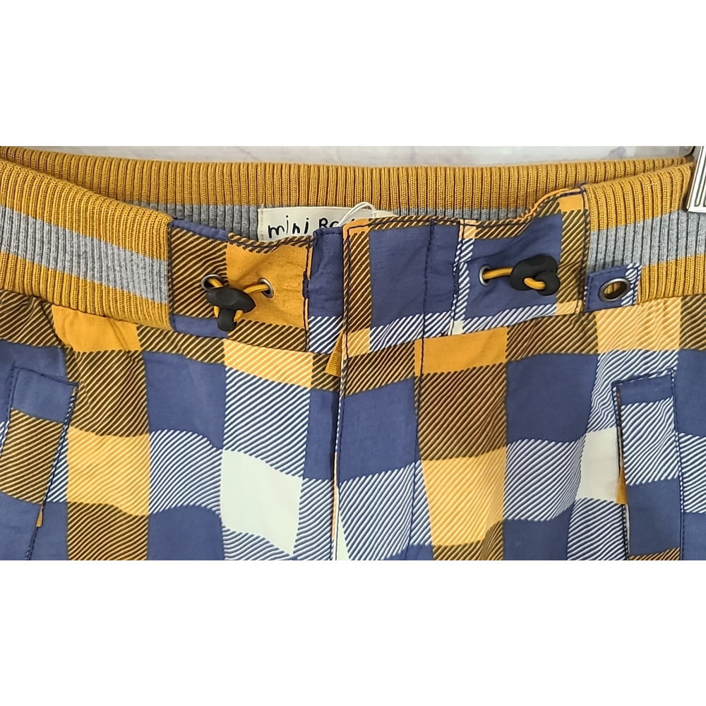 Mini Boden Snow Ski Pants Kid's 11-12Y Gold Yellow Gray White Plaid Insulated - Picture 3 of 7
